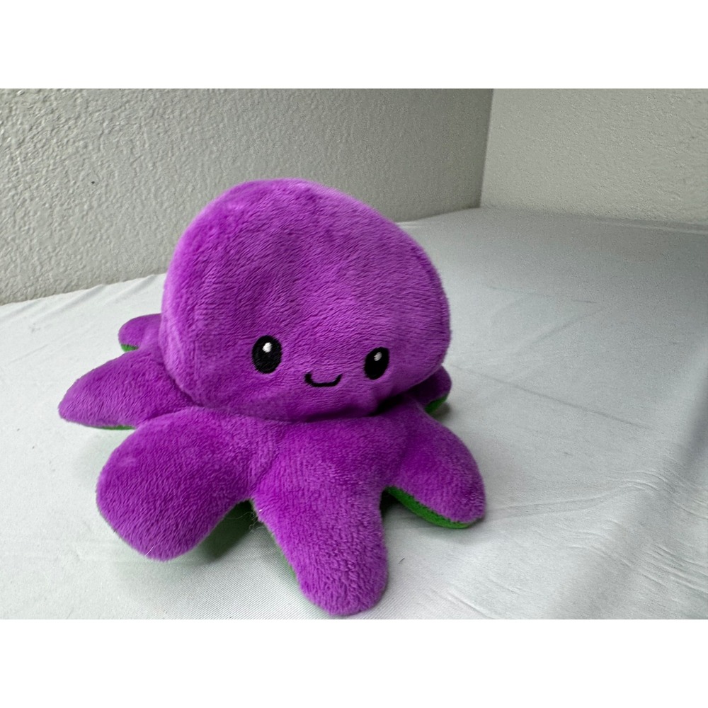 Reversible Octopus Plush Toy Purple Happy Green Grumpy Mood Fidget StuffedAnimal